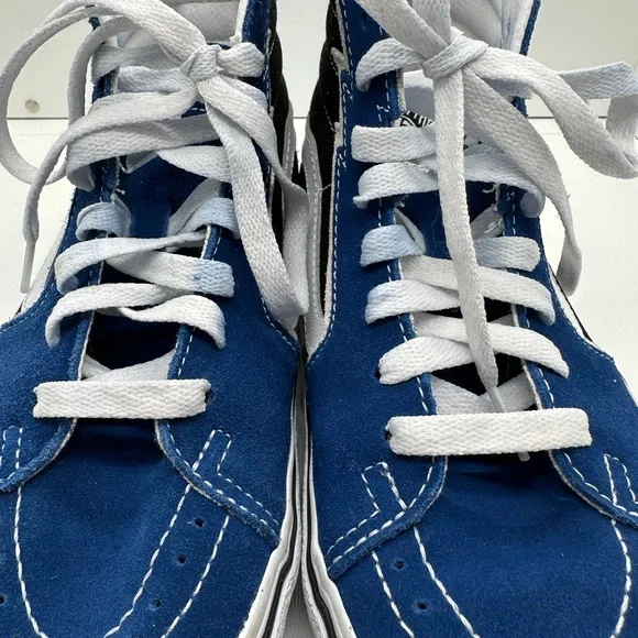 VANS Sk8-Hi Bolt True Blue & Black Suede Canvas High Top Sneakers Men’s Size 5.5 - Picture 10 of 11